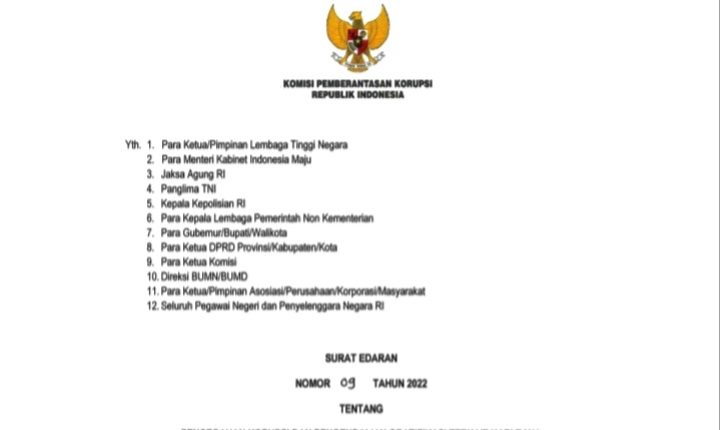 Inspektorat Boltim Terima Surat Edaran Dari Kpk Ri Tentang Pencegahan